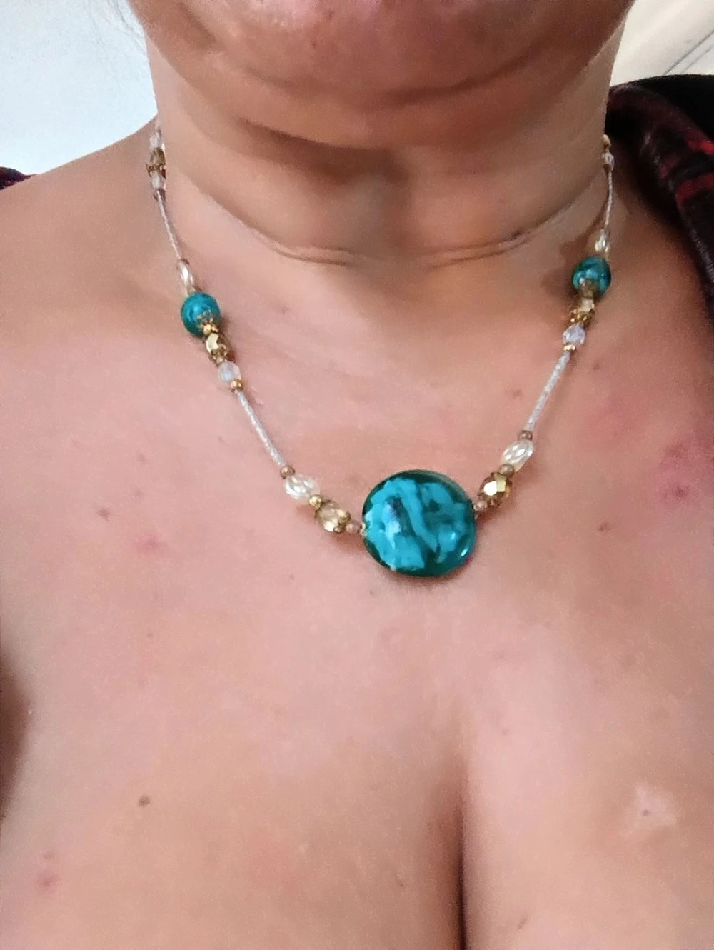 Blue Beaded Statement Necklace Like New